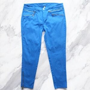 Michael Kors Zipper Pocket Skinny Ankle Stretch Pants Blue Size 16